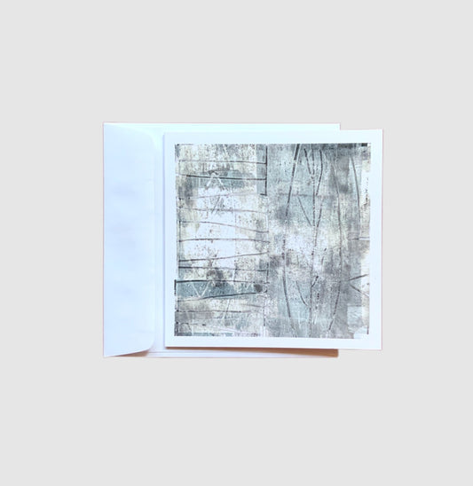 Greeting Card - Grey Abstract with Leaf